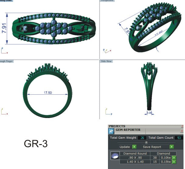 3D Jewelry Files Ring Model 3DM STL EZ R-12