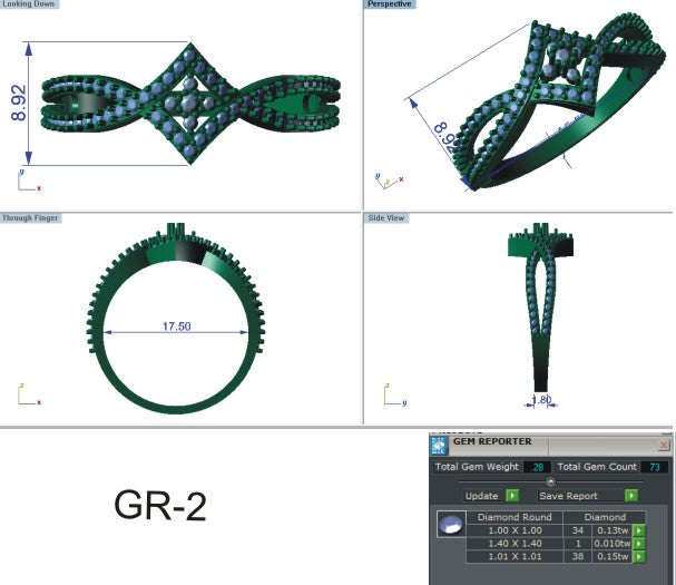 3D Jewelry Files Ring Model 3DM STL EZ R-14