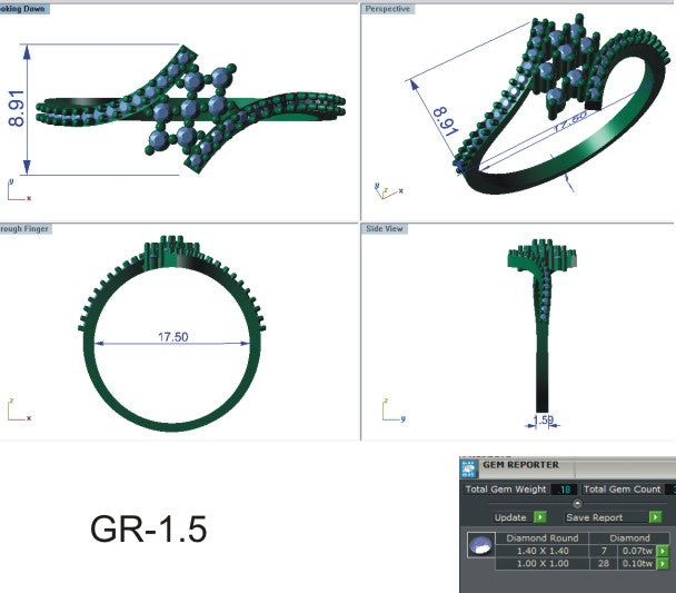 3D Jewelry Files Ring Model 3DM STL EZ R-3