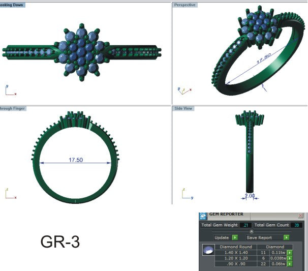 3D Jewelry Files Ring Model 3DM STL EZ R-7