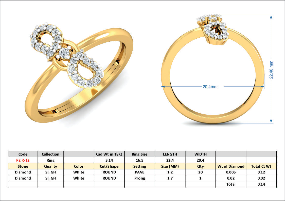 3D Jewelry Files Ring Model 3DM P2 R-12