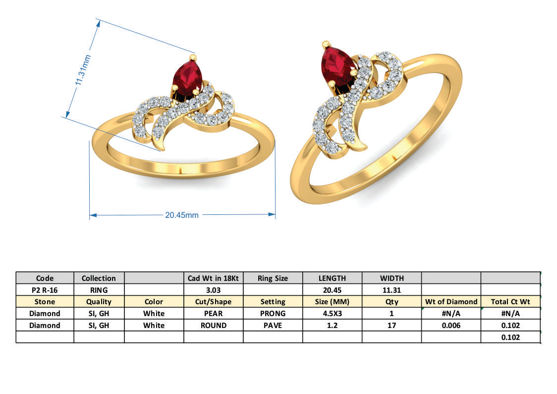 3D Jewelry Files Ring Model 3DM P2 R-16