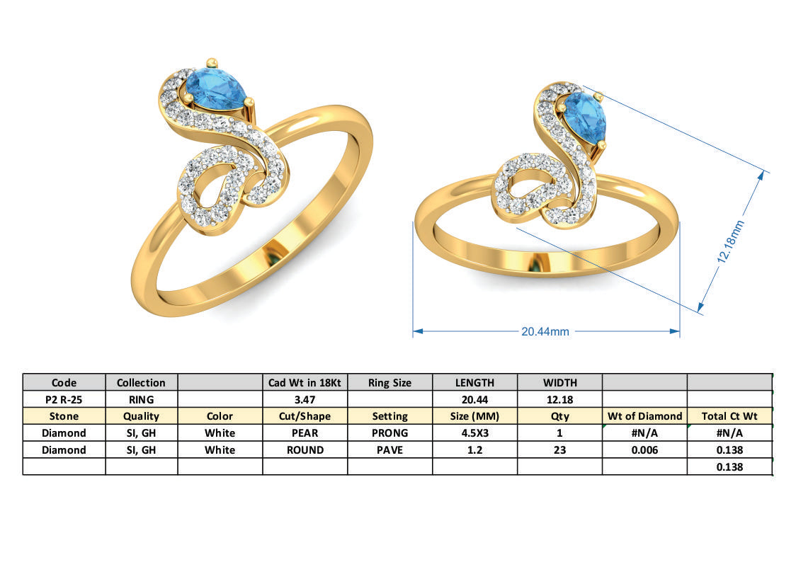 3D Jewelry Files Ring Model 3DM P2 R-25