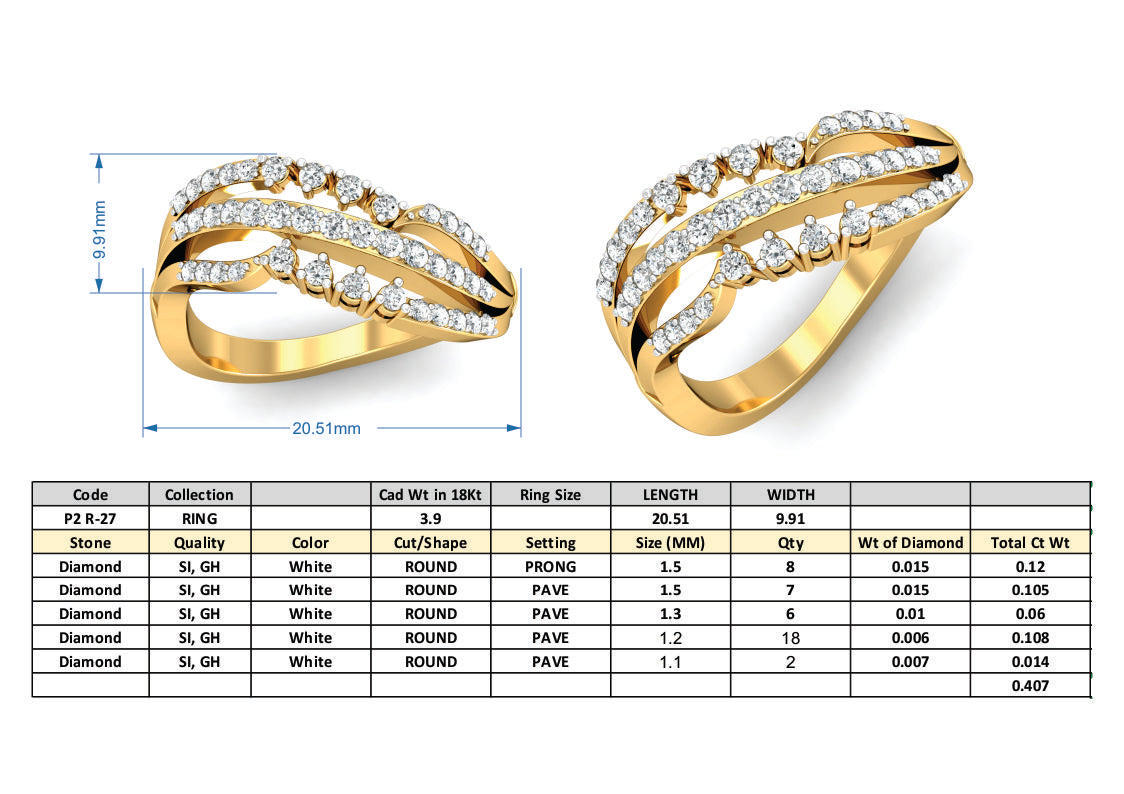 3D Jewelry Files Ring Model 3DM P2 R-27