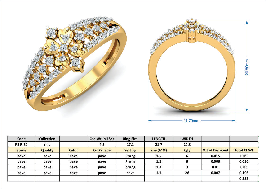 3D Jewelry Files Ring Model 3DM P2 R-30