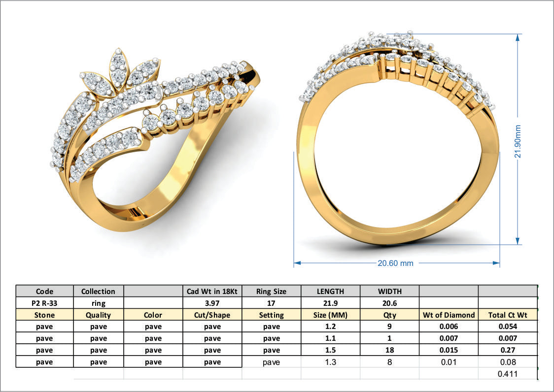 3D Jewelry Files Ring Model 3DM P2 R-33