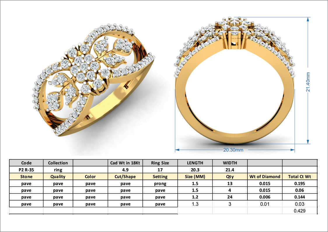 3D Jewelry Files Ring Model 3DM P2 R-35