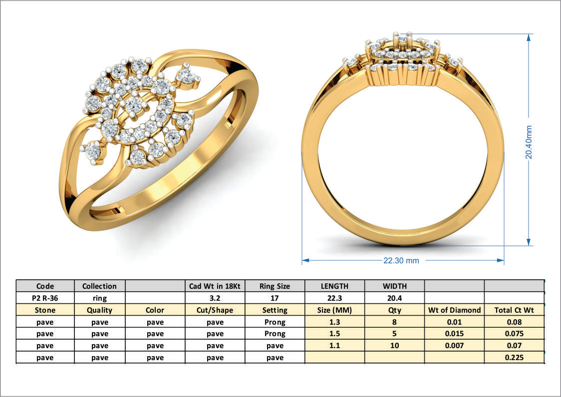 3D Jewelry Files Ring Model 3DM P2 R-36