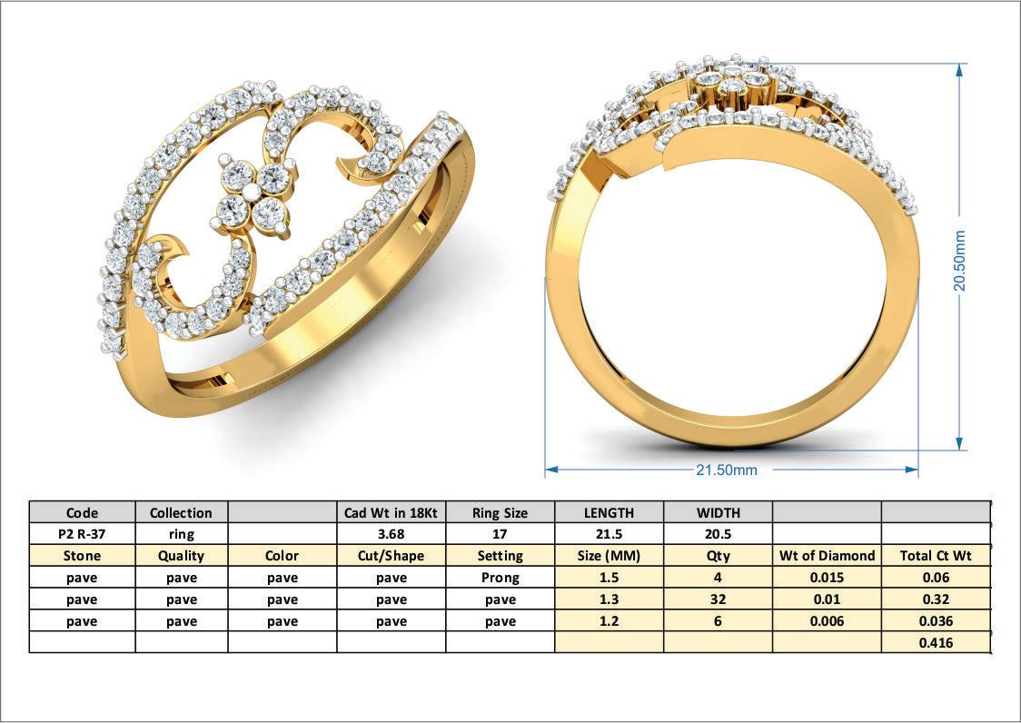 3D Jewelry Files Ring Model 3DM P2 R-37