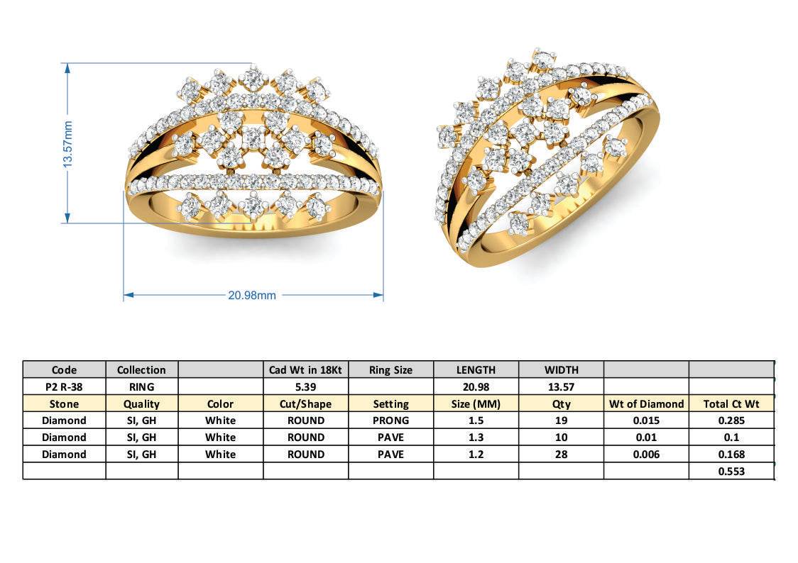 3D Jewelry Files Ring Model 3DM P2 R-38