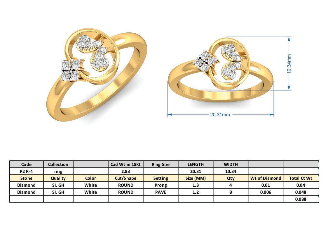 3D Jewelry Files Ring Model 3DM P2 R-4