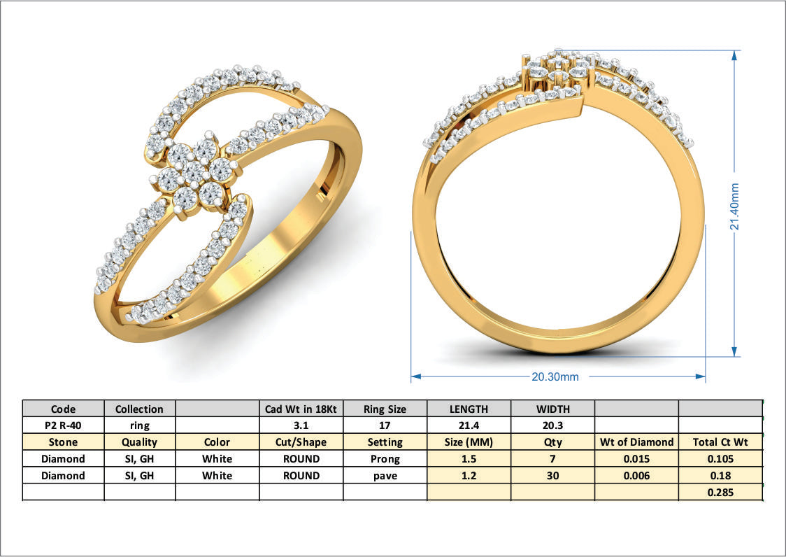 3D Jewelry Files Ring Model 3DM P2 R-40