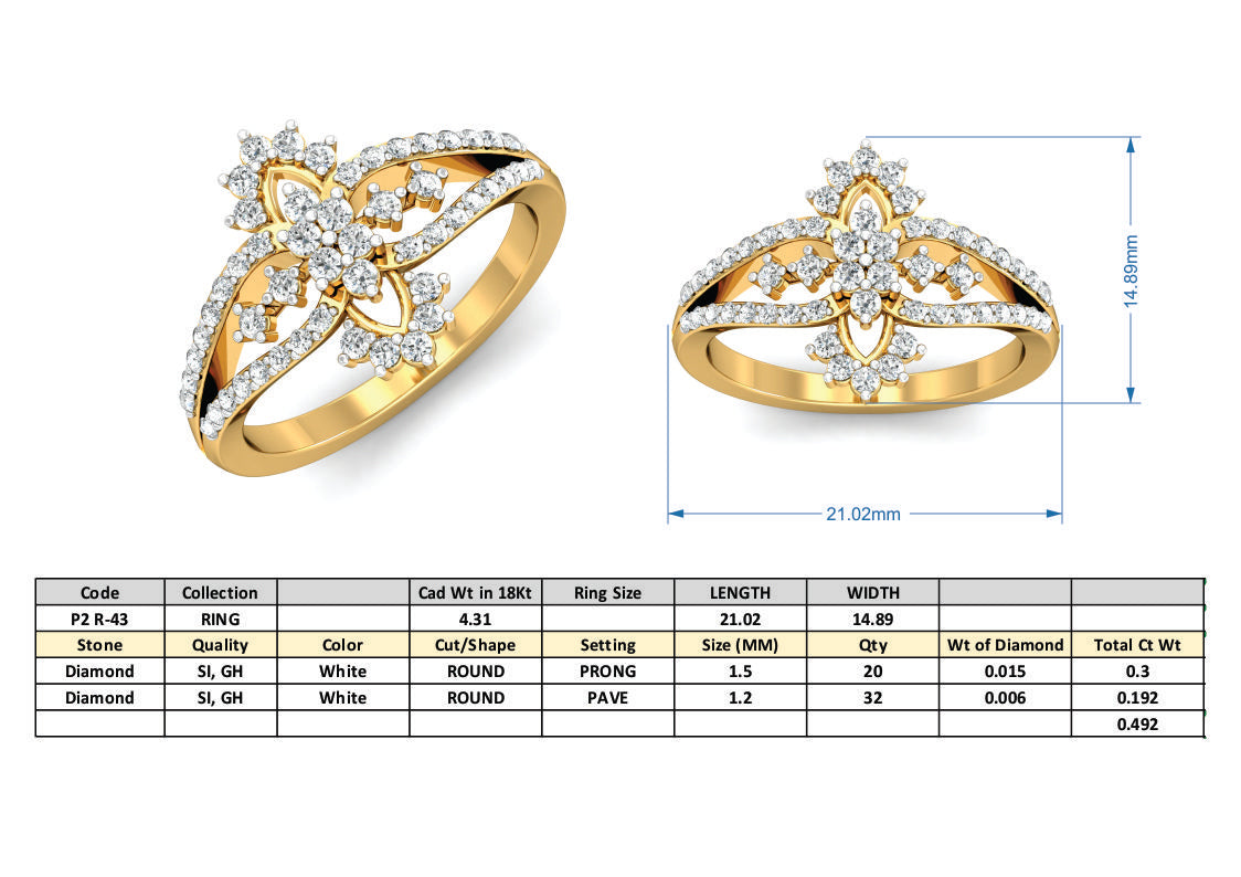 3D Jewelry Files Ring Model 3DM P2 R-43