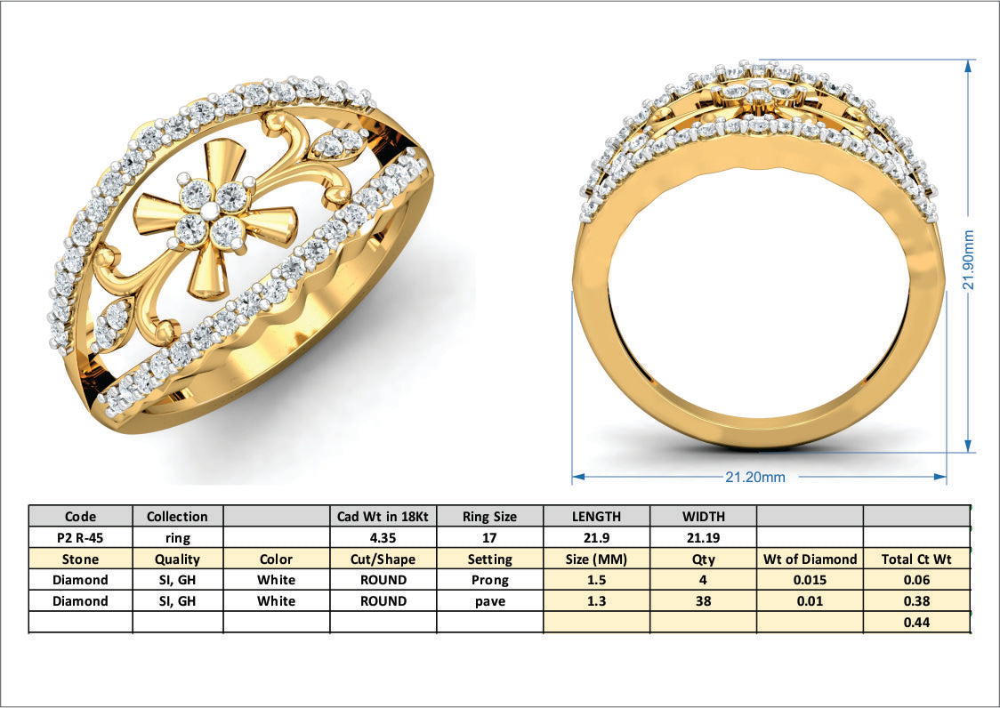 3D Jewelry Files Ring Model 3DM P2 R-45