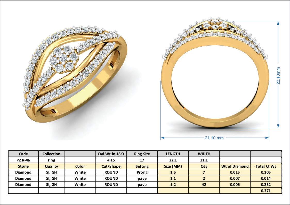 3D Jewelry Files Ring Model 3DM P2 R-46