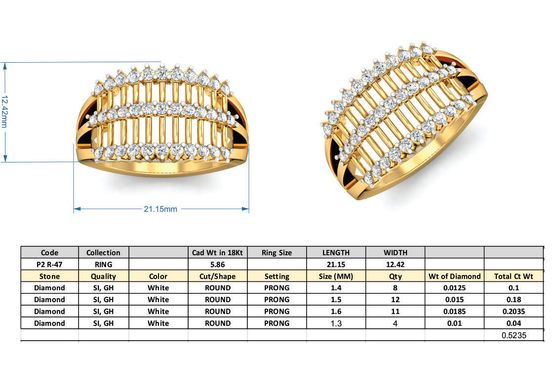 3D Jewelry Files Ring Model 3DM P2 R-47