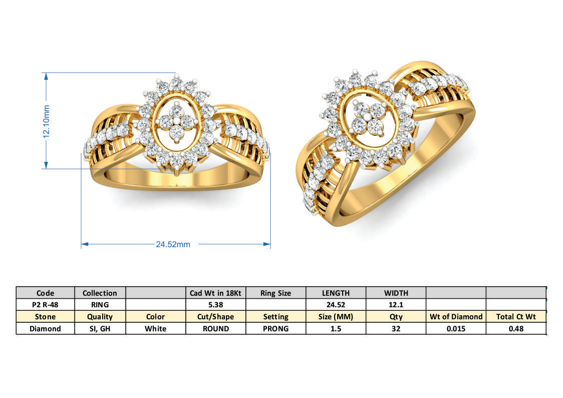 3D Jewelry Files Ring Model 3DM P2 R-48