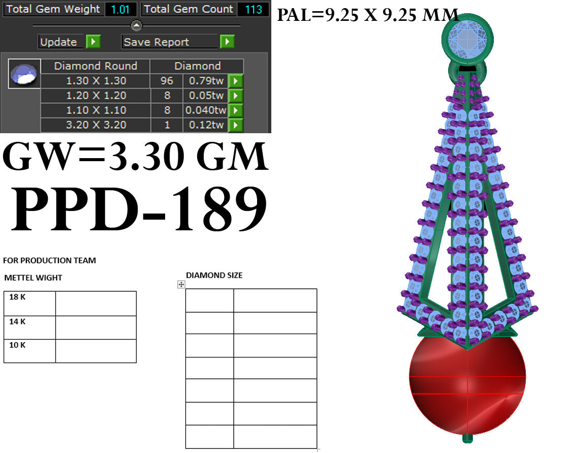 3D Jewelry Files Pendant Model 3DM STL PPD-189-DIA