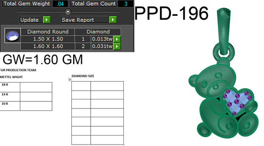 3D Jewelry Files Pendant Model 3DM STL PPD-196-DIA