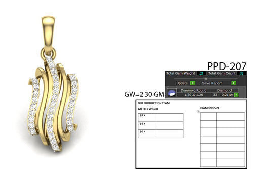 3D Jewelry Files Pendant Model 3DM STL PPD-207-DIA