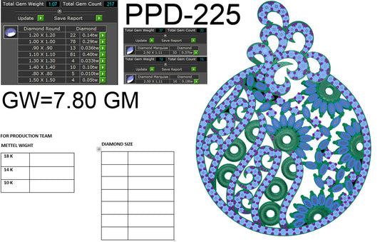3D Jewelry Files Pendant Model 3DM STL PPD-225-DIA