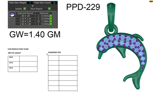 3D Jewelry Files Pendant Model 3DM STL PPD-229-DIA