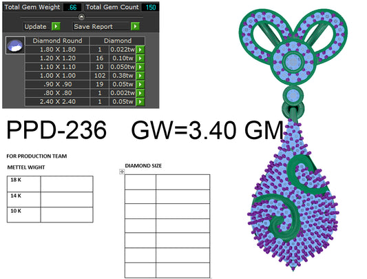 3D Jewelry Files Pendant Model 3DM STL PPD-236-DIA