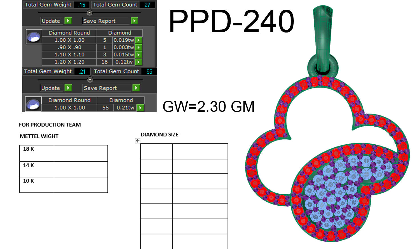 3D Jewelry Files Pendant Model 3DM STL PPD-240 DIA