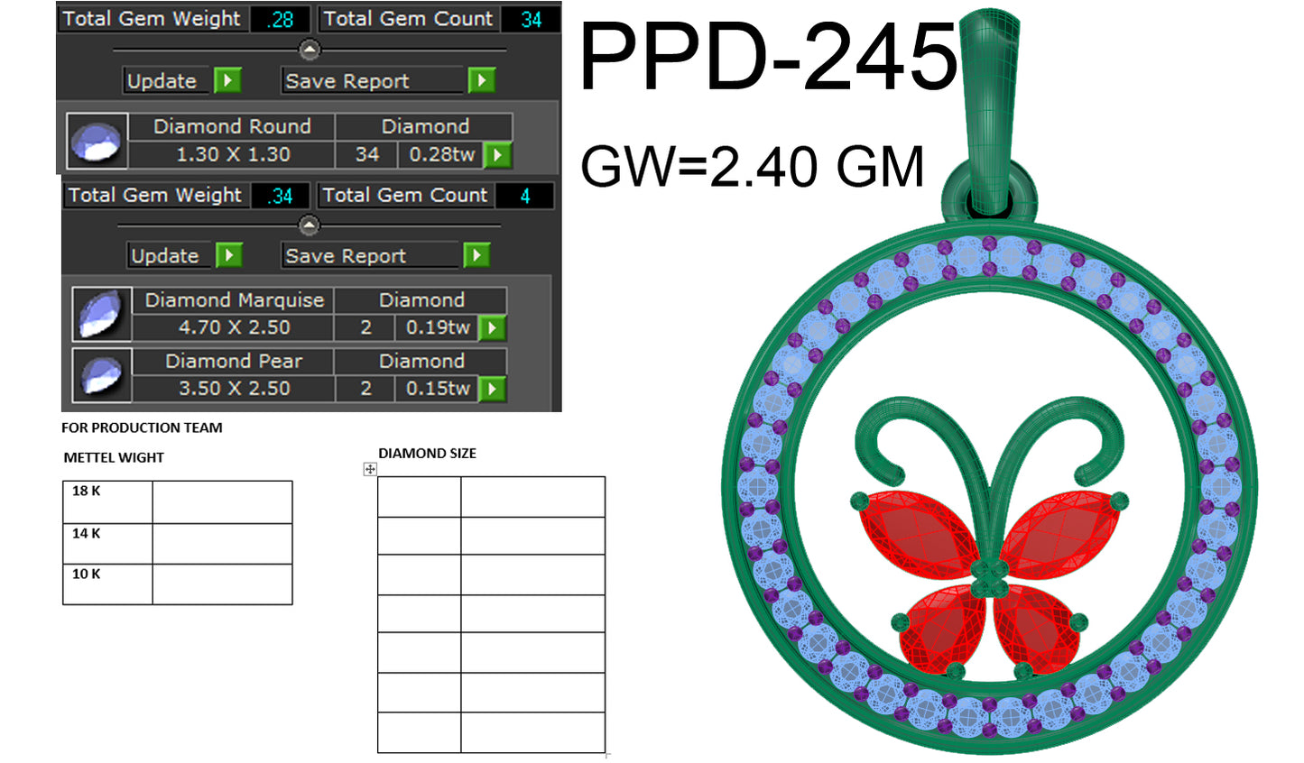 3D Jewelry Files Pendant Model 3DM STL PPD-245 DIA