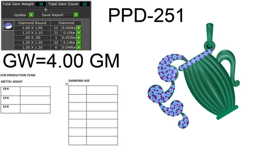 3D Jewelry Files Pendant Model 3DM STL PPD-251-DIA