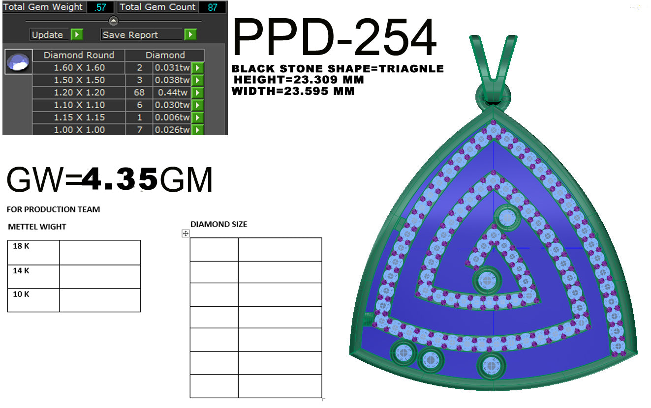 3D Jewelry Files Pendant Model 3DM STL PPD-254-DIA