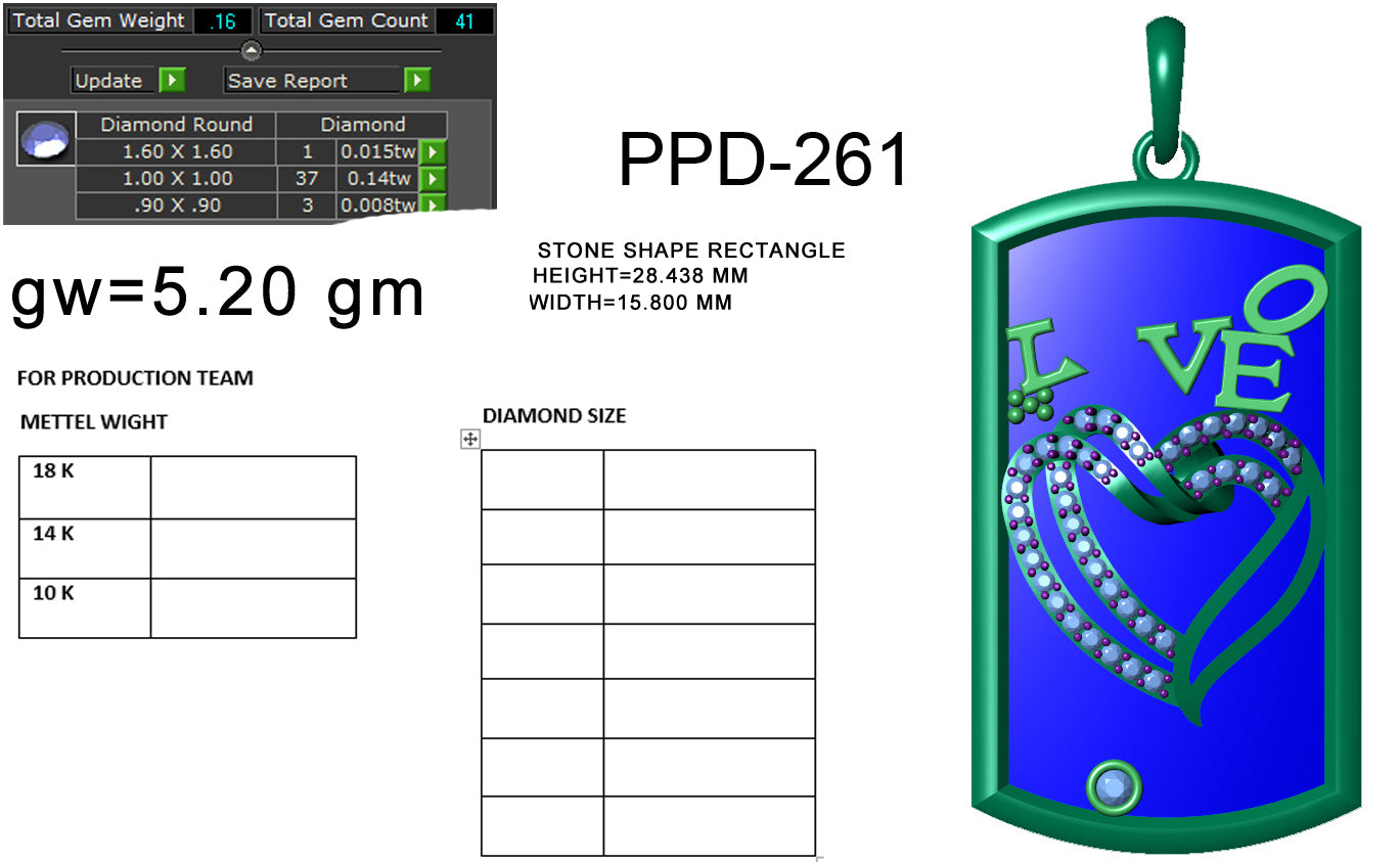 3D Jewelry Files Pendant Model 3DM STL PPD-261-DIA