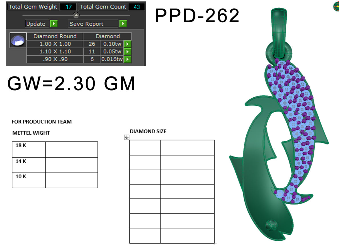 3D Jewelry Files Pendant Model 3DM STL PPD-262 DIA