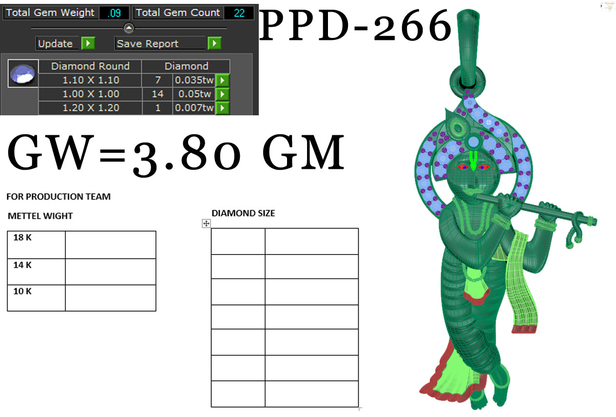 3D Jewelry Files Pendant Model 3DM STL PPD-266-DIA