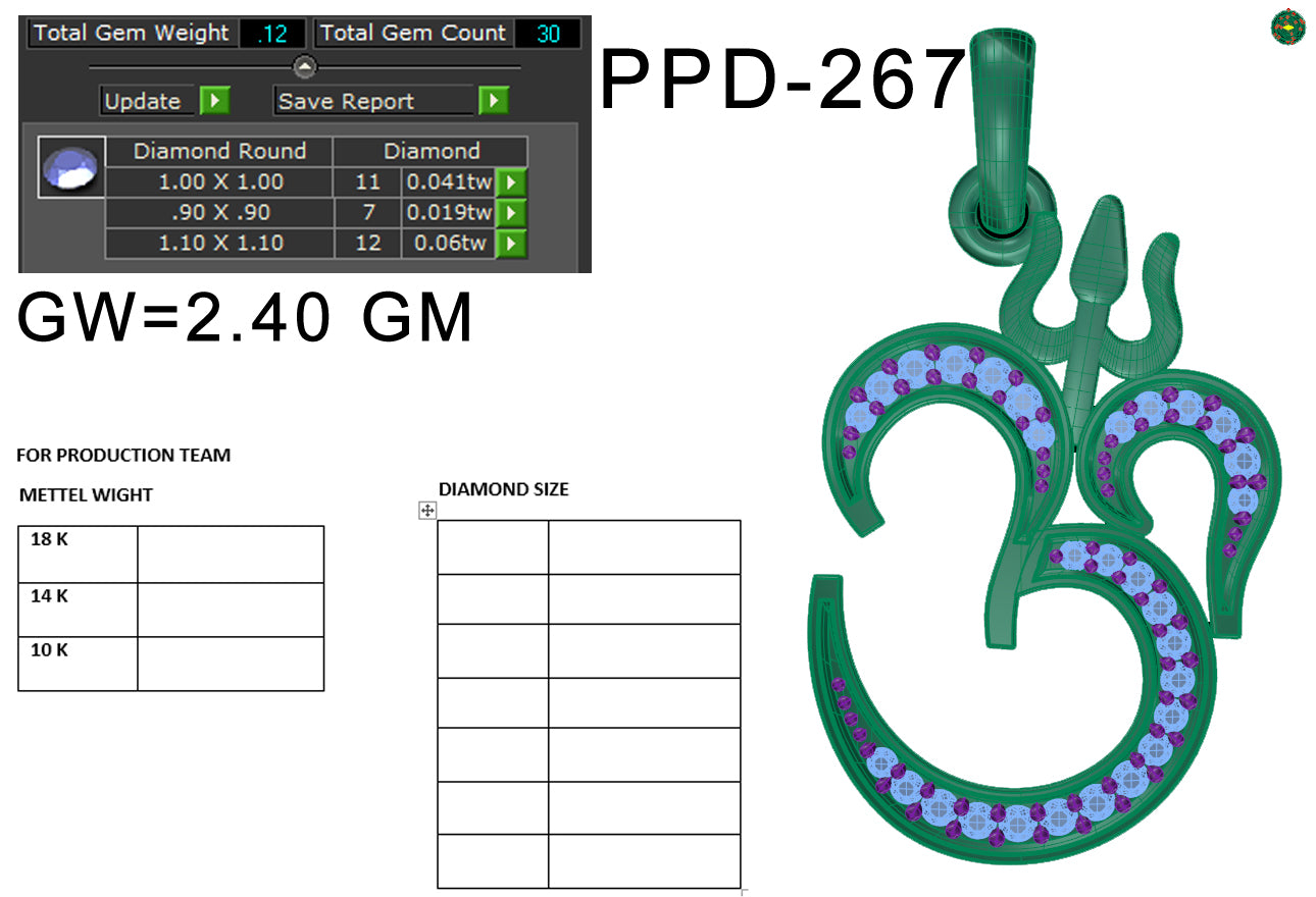 3D Jewelry Files Pendant Model 3DM STL PPD-267 DIA