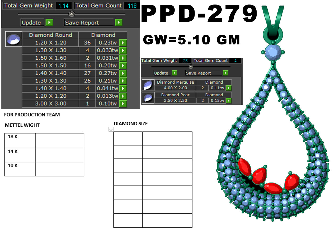 3D Jewelry Files Pendant Model 3DM STL PPD-279-DIA