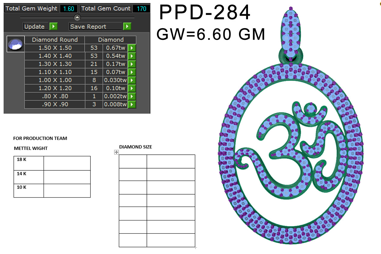 3D Jewelry Files Pendant Model 3DM STL PPD-284-DIA