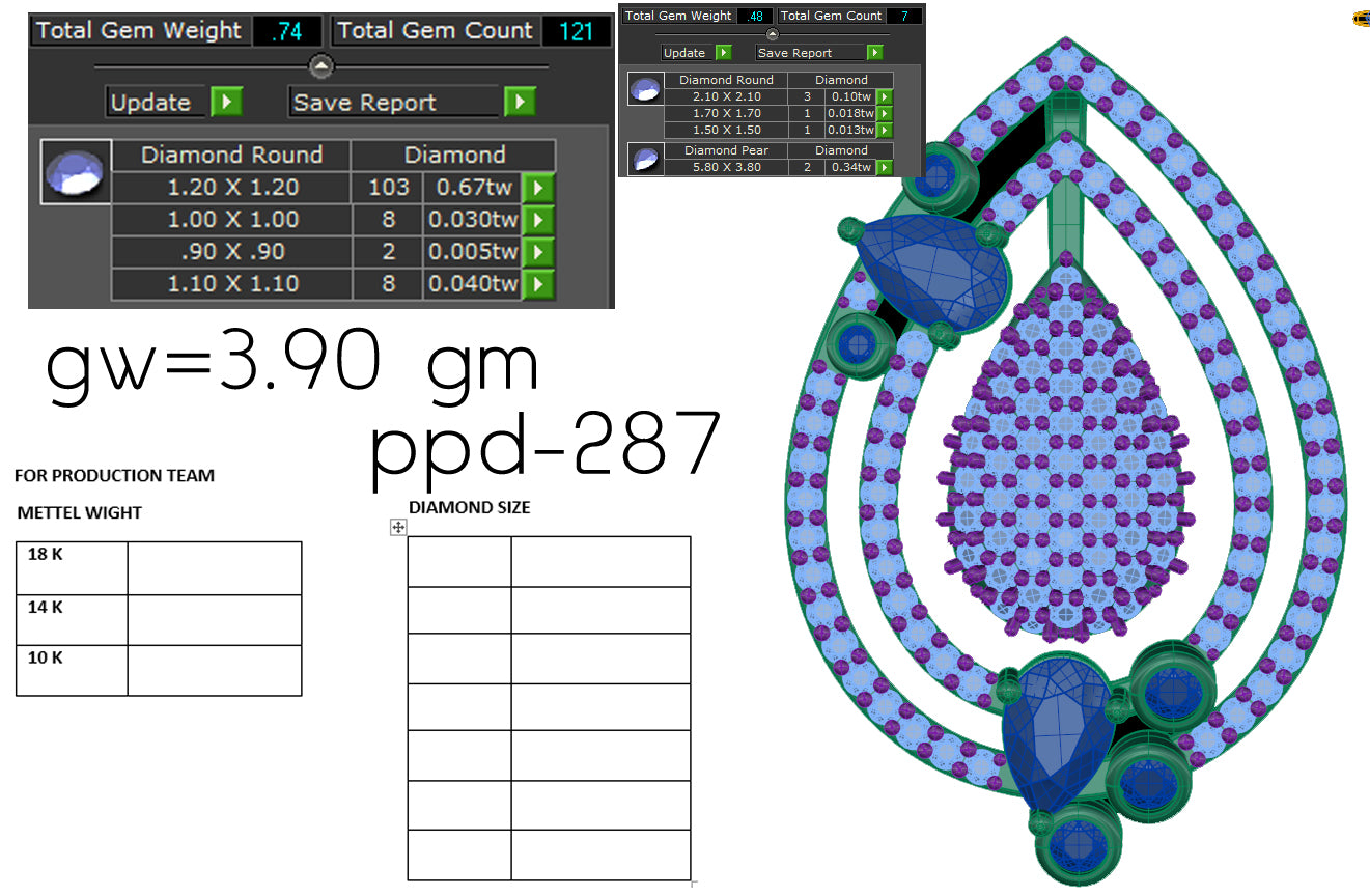 3D Jewelry Files Pendant Model 3DM STL PPD-287 DIA