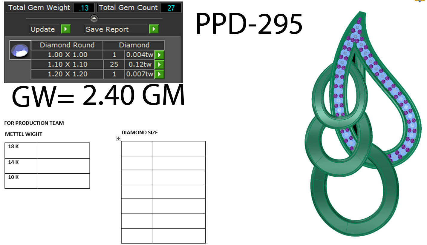 3D Jewelry Files Pendant Model 3DM STL PPD-295 DIA