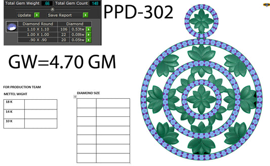 3D Jewelry Files Pendant Model 3DM STL PPD-302-DIA