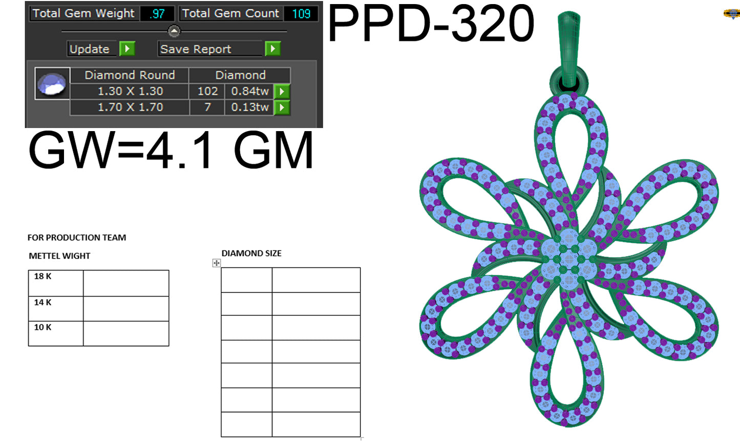 3D Jewelry Files Pendant Model 3DM STL PPD-320 DIA