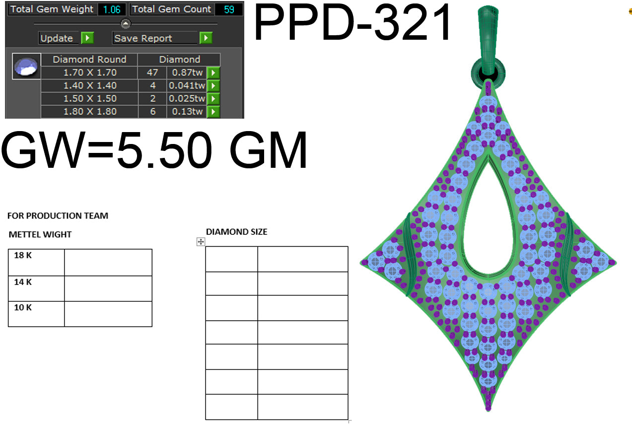 3D Jewelry Files Pendant Model 3DM STL PPD-321 DIA