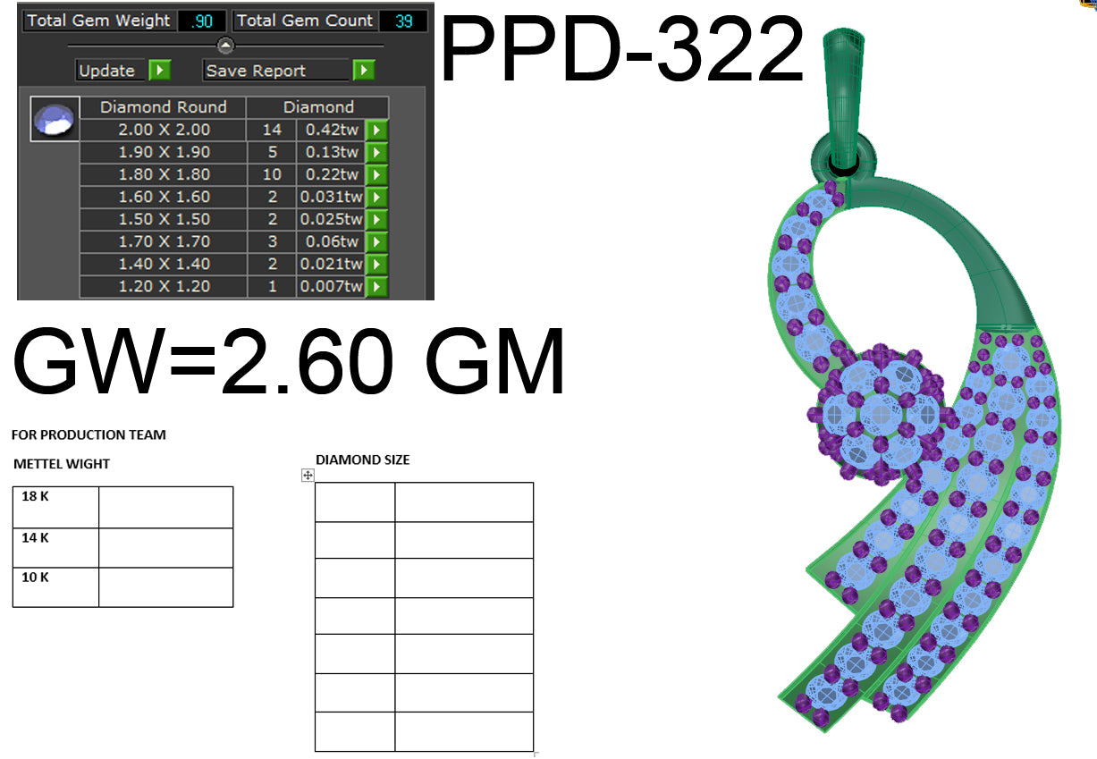 3D Jewelry Files Pendant Model 3DM STL PPD-322 DIA