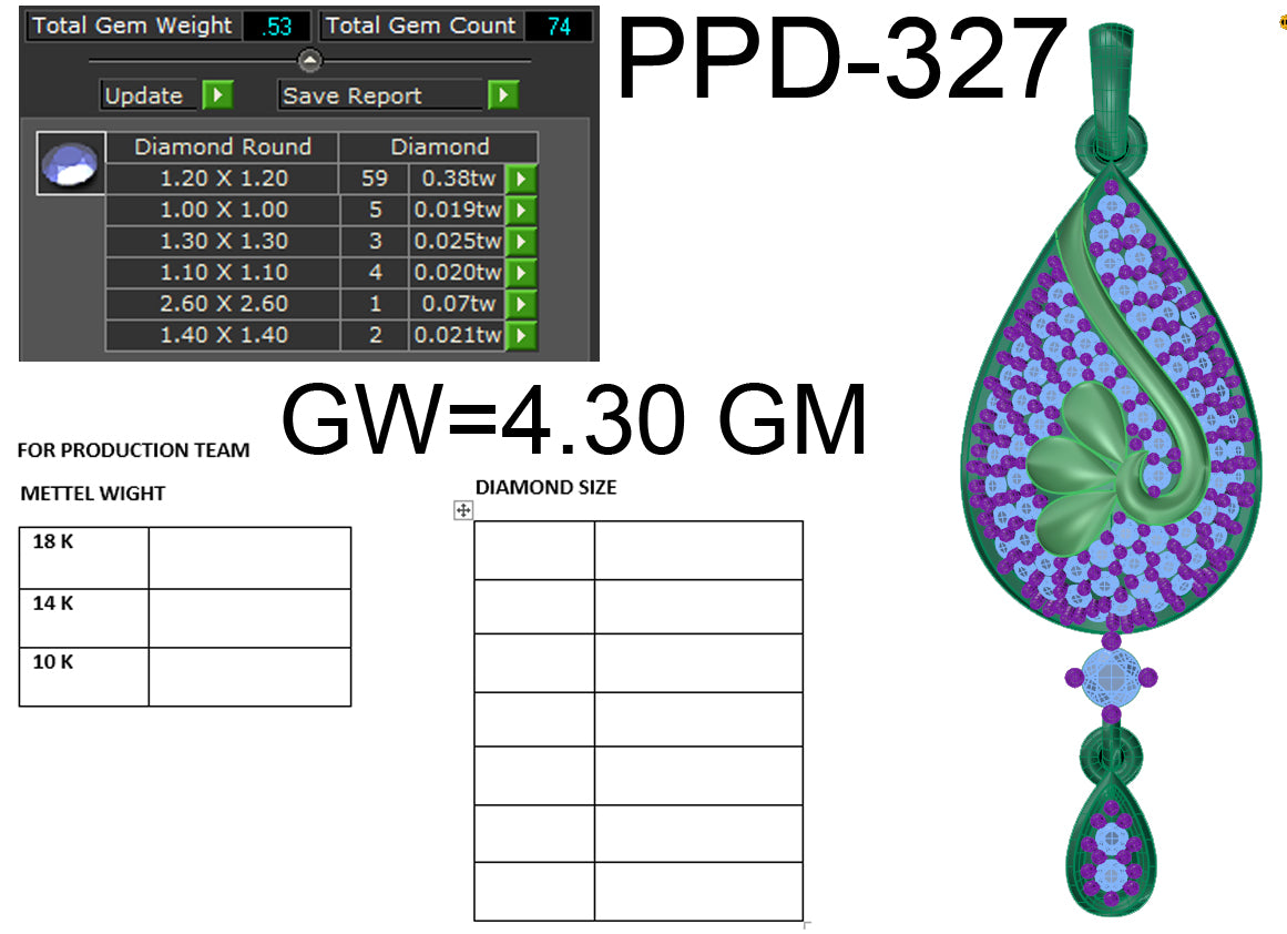 3D Jewelry Files Pendant Model 3DM STL PPD-327 DIA