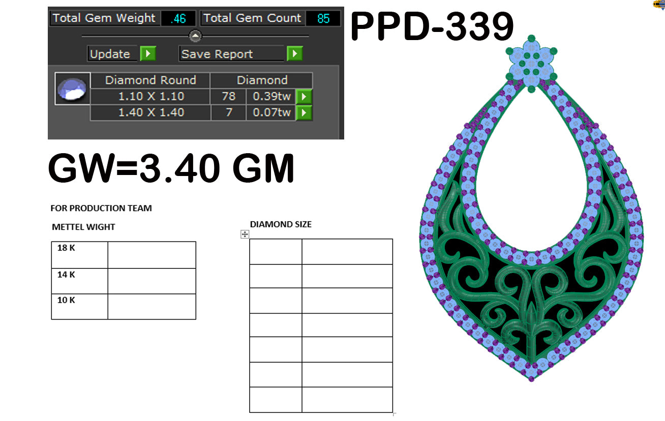 3D Jewelry Files Pendant Model 3DM STL PPD-339-DIA