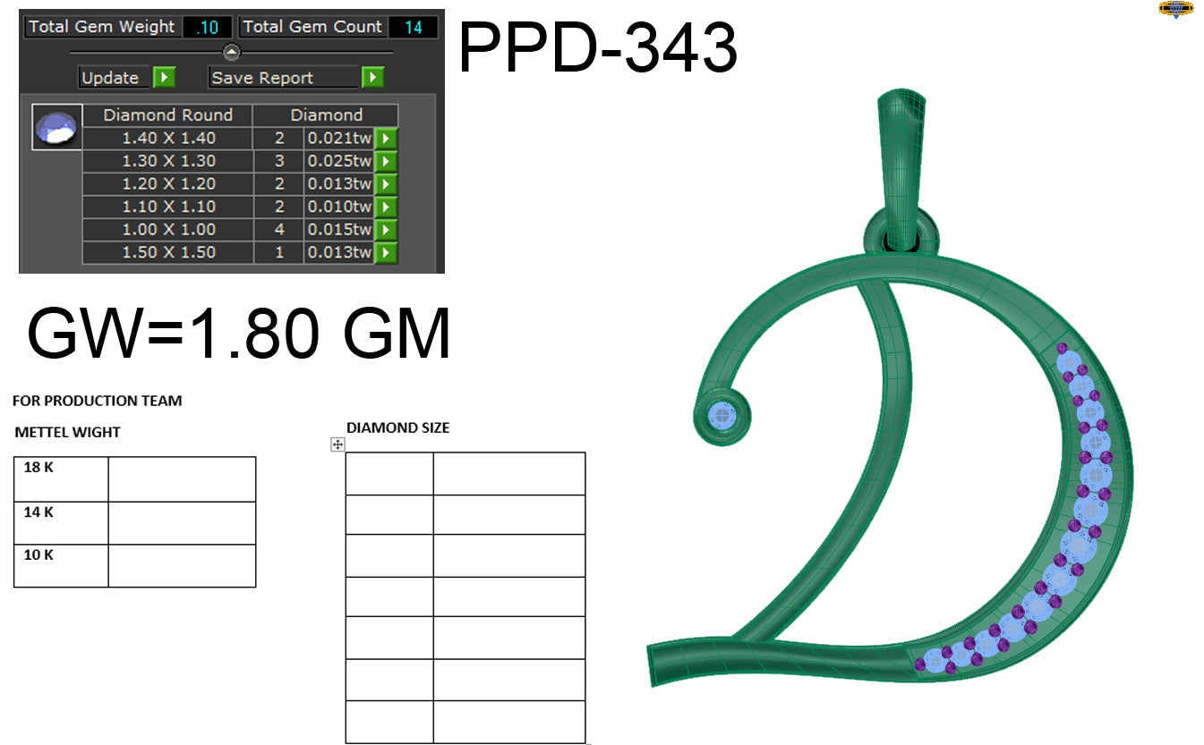 3D Jewelry Files Pendant Model 3DM STL PPD-343 DIA