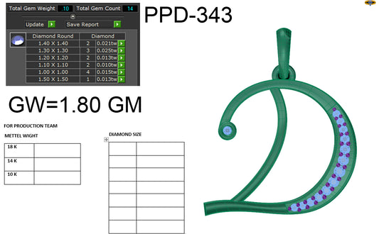 3D Jewelry Files Pendant Model 3DM STL PPD-343 DIA