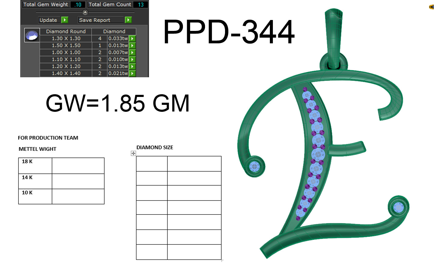 3D Jewelry Files Pendant Model 3DM STL PPD-344 DIA