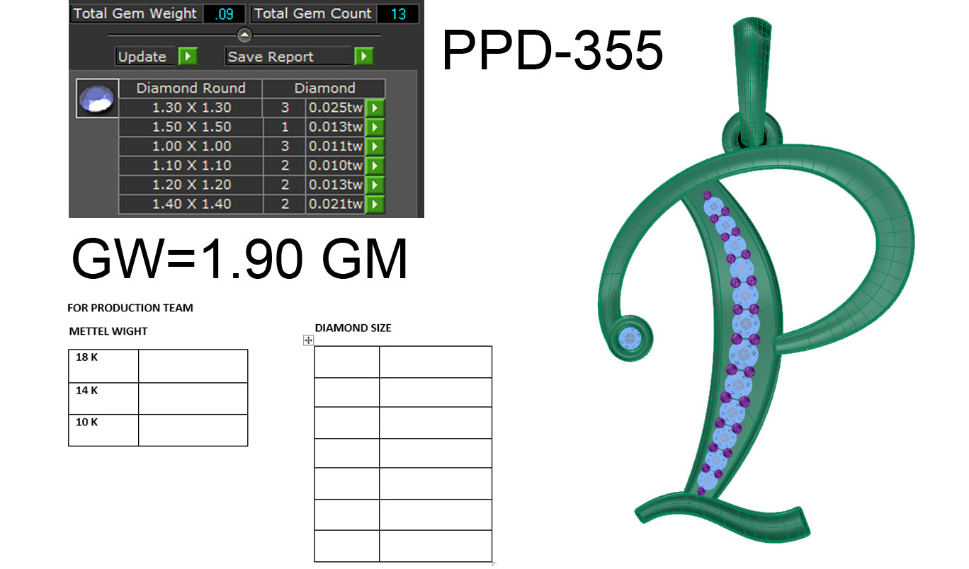 3D Jewelry Files Pendant Model 3DM STL PPD-355 DIA