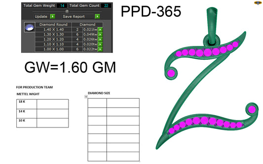 3D Jewelry Files Pendant Model 3DM STL PPD-365 DIA